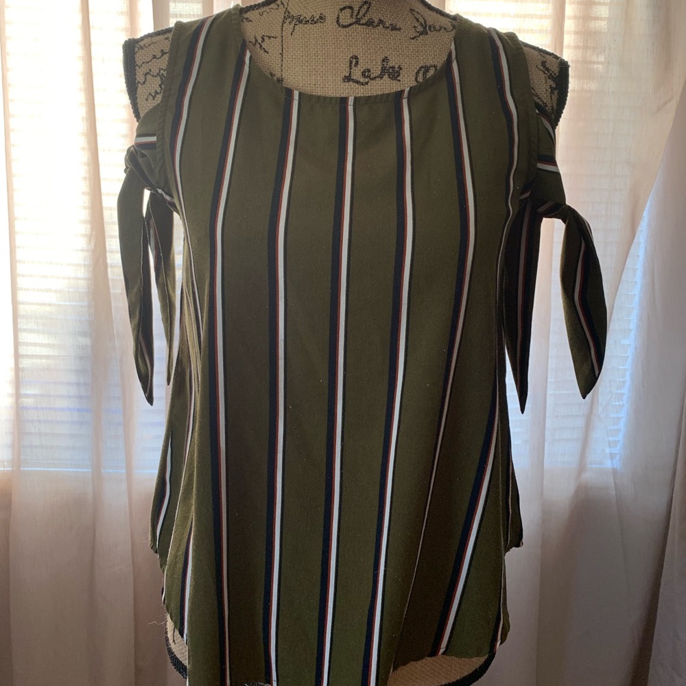 Green Striped blouse in Size Small